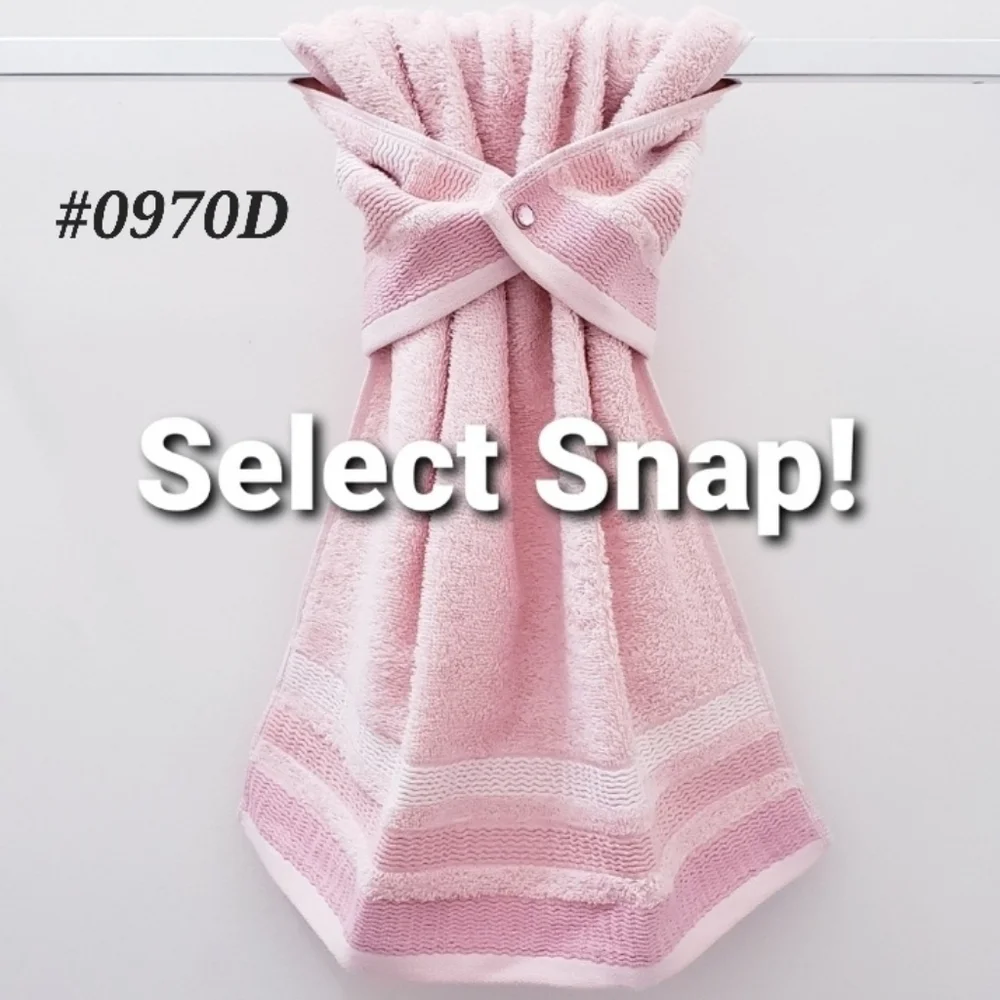 ⚜️FINAL⚜️ #0970-D❗️LAST 2❗️■Pink/striped Hang'N'Snap HAND Towel 🤍Select snap